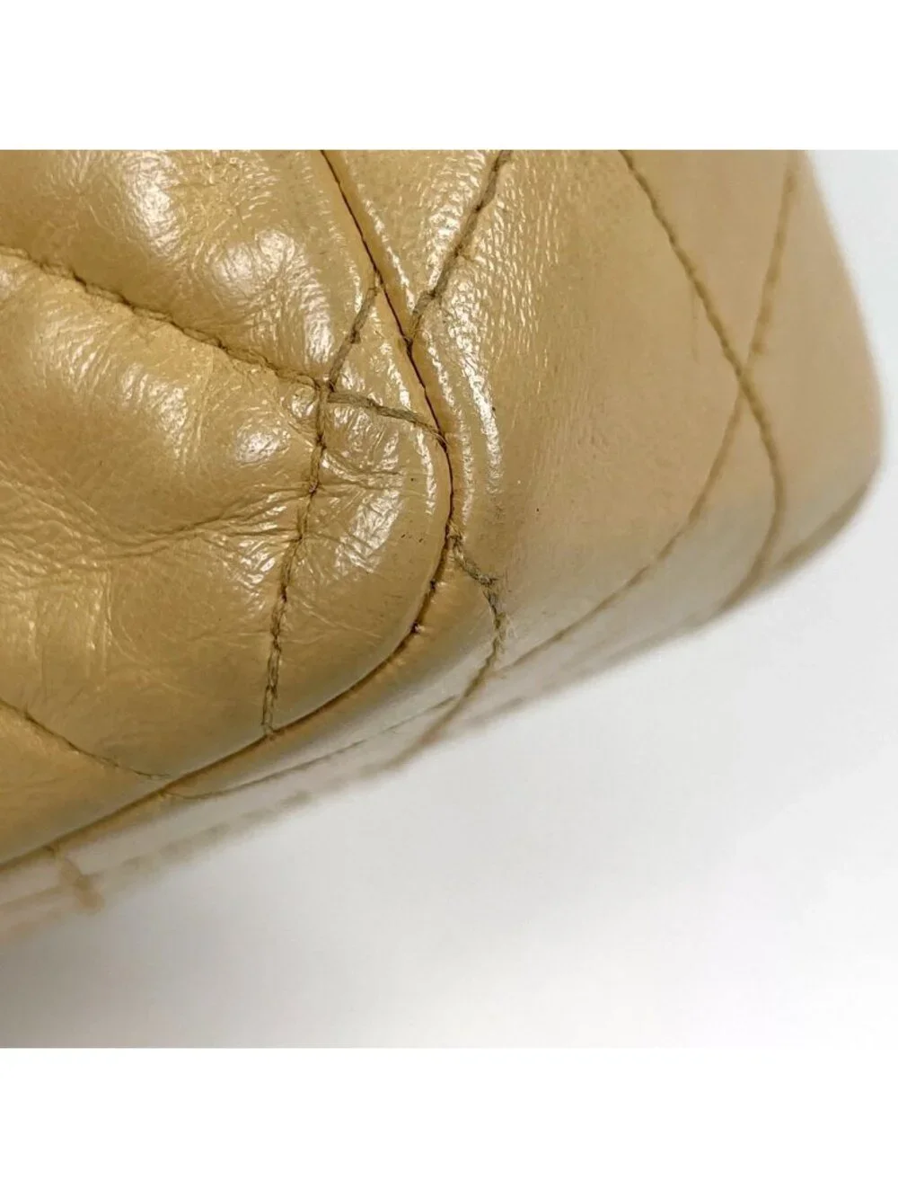 Chanel Mini Quilted Shoulder Bag CC Logo Single Flap Leather Beige